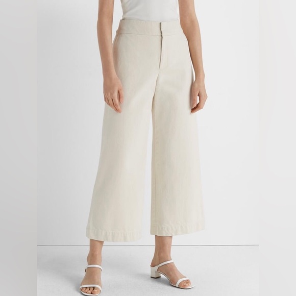 Club Monaco Pants - Club Monaco Cream Wide-Leg Jean Trousers